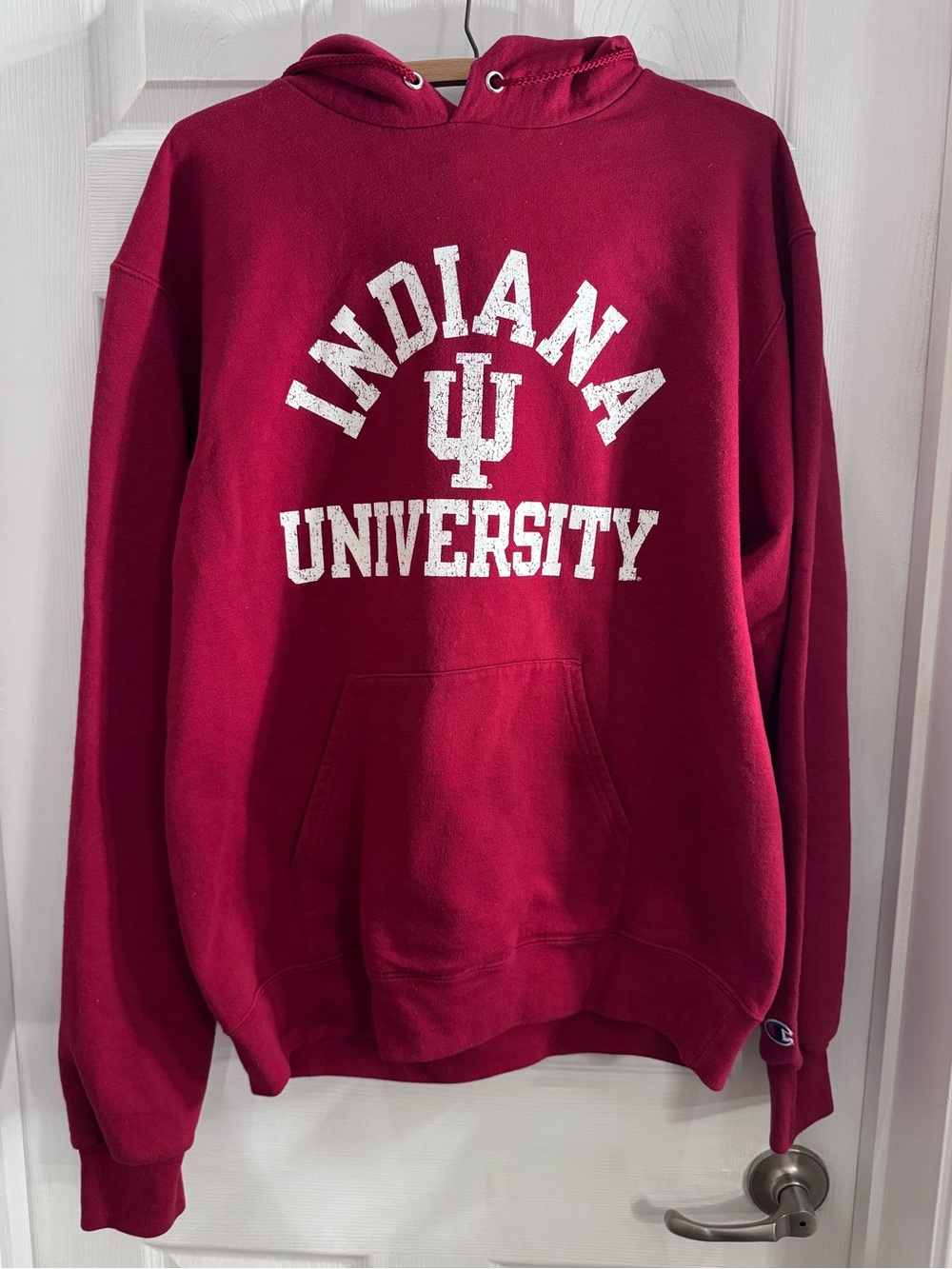 Indiana University Champion Hoodie Red IU College Sweatshirt M